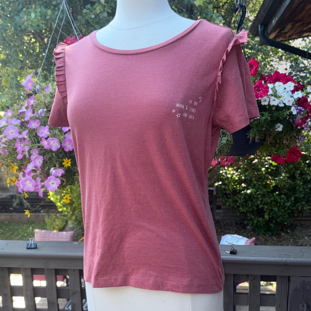 Next Dusty Pink Ruffle Sleeve Tee